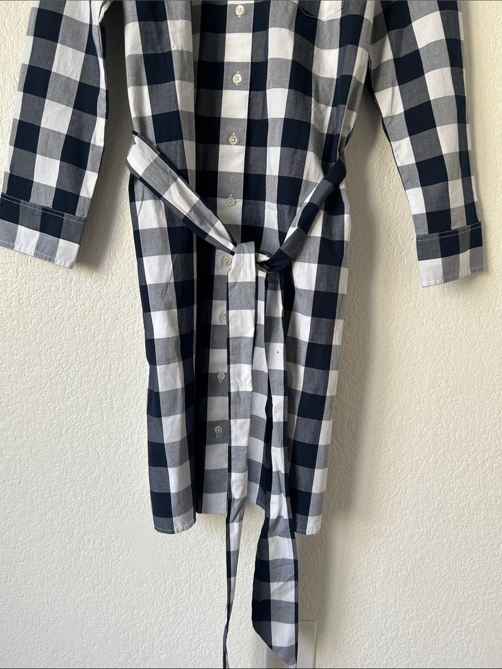 J. Crew Navy and White Buffalo Check Shirt Dress - Picture 4 of 8